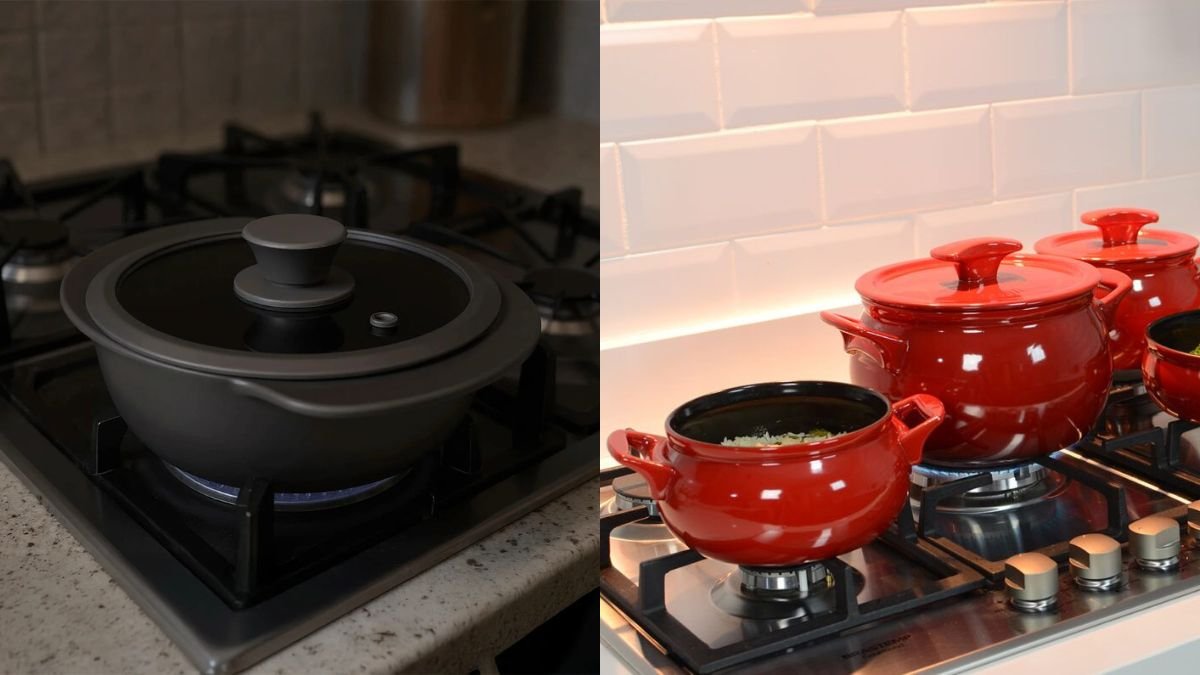 Comparativo visual entre a panela 100% cerâmica Oxford Linea e a Ceraflame Premiere Joy para decidir qual a melhor marca